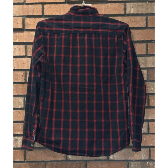 CACTUS Mens Red/Blue Tailored Button Up Plaid Shirt Size M - Picture 3 of 5